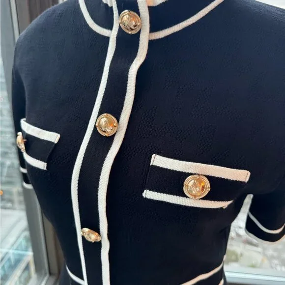 🆕KARL LAGERFELD🧿 NWT Classic Knit Dress with Embroidered Monogram, Black, Sz M - Picture 7 of 16